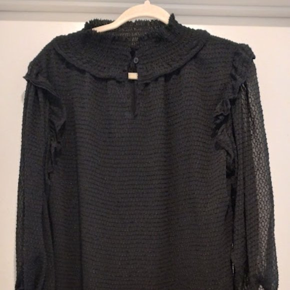 Zac and Rachel High ruffle neck long sleeve blouse size Large - Picture 3 of 4